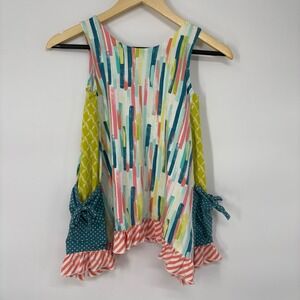 Wildflowers Clothing Watercolor Mix Print Ruffle Tunic Top Size 10 Best Day Ever